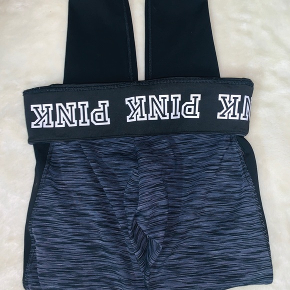 Pink Victoria Secret Ultimate Reversible Leggings Marl Gray Black Slim Pants S - Picture 7 of 15